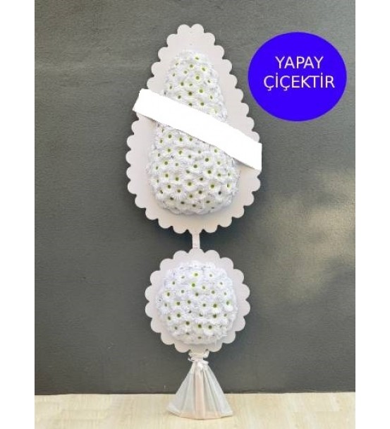 Yapay 2'li Beyaz Düğün ve Açılış Çelenk